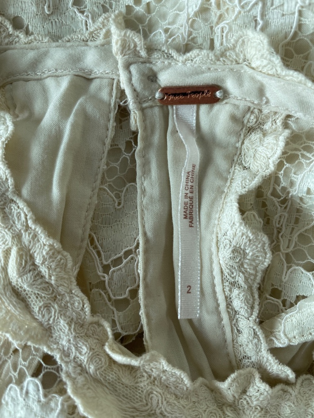 Free People Ivory Lace Backless Halter Mini Dress - Picture 2 of 5